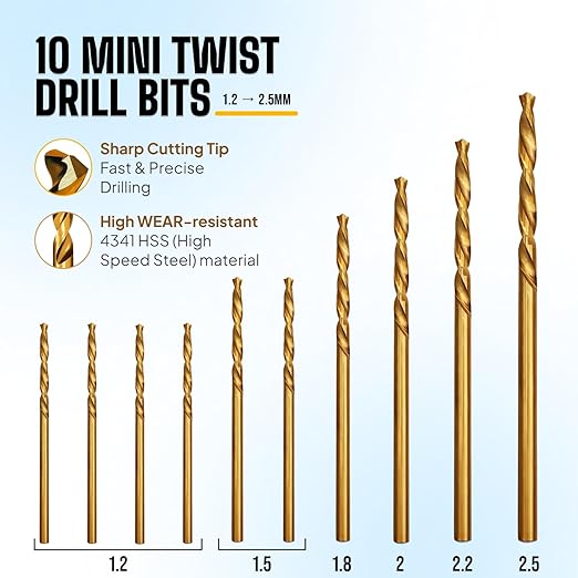Micro Drill Bits Set with Pin Vise Hand Drill Manual, Jewelry Drill Kit
