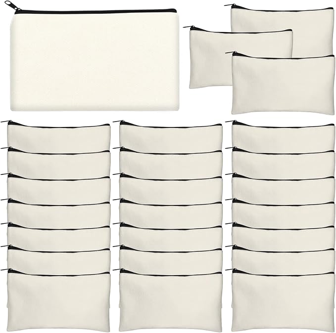 Legigo Blank Canvas Bags Zipper Pouch Makeup Bags Pencil Pouch Bulk | Multi-Purpose, Sturdy Canvas Pouch with Zipper, Cosmetic Travel Toiletry Bag for DIY Crafts, Gifts & Storage, 8.3 x 5 Inch