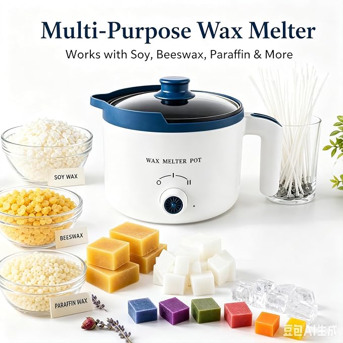 KQU Electric Wax Melting Pot with Non-Touch Thermometer(Without Battery) | 1.5Qt Wax Melter Pot for Candle Making Includes Infrared Thermometer,100 Cotton Wicks,Wick Set and Manual Instruction