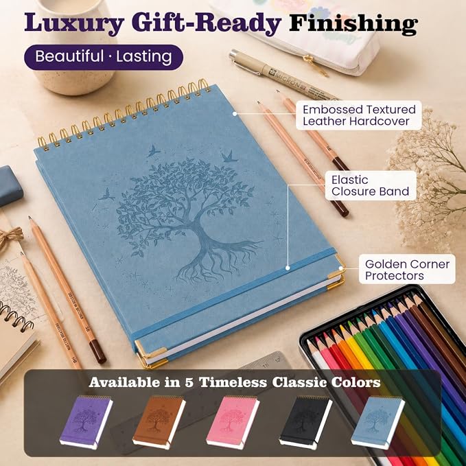 Blank Notebook Journal, Hardcover Sketchbook, 300 Page No Bleed Thick Paper