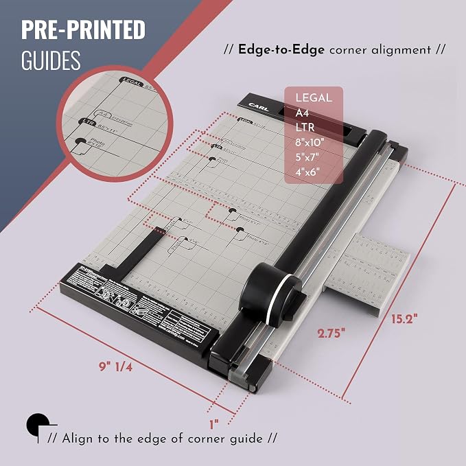 Carl, Professional Rotary Paper Trimmer 15-inch, 15 Sheet Cutting Capacity, Black and Silver