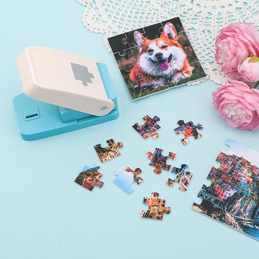 Puzzle Punch | 1" Puzzle Hole Puncher | Portable Puzzles Pieces Punching Machine | Cardboard Jigsaw Cutter | Customized Puzzles from Photos | for Personalized Customized Pictures Craft Making Tool