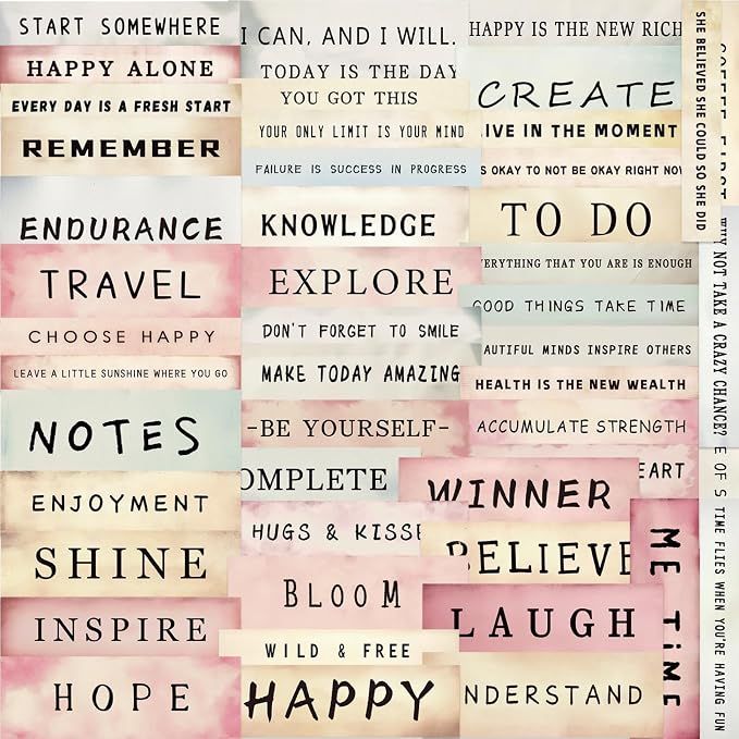 50PCS Boho Word Stickers, Motivational Stickers for Scrapbook