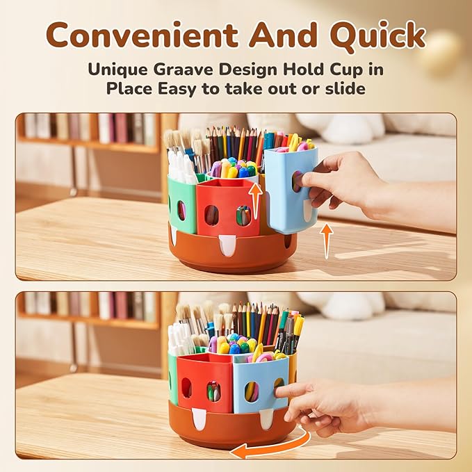 GAMENOTE Rotating Art Supply Organizer, Lazy Susan Caddy, Small