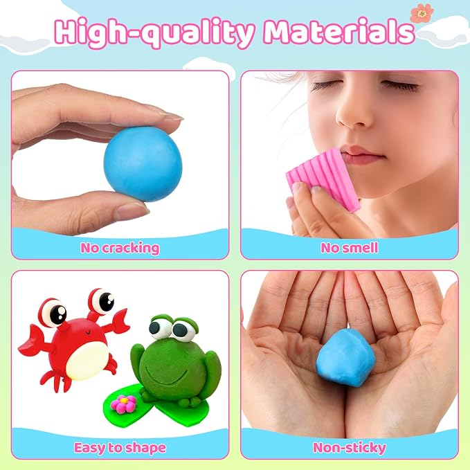 Funtopia Polymer Clay Kit, 34 Colors Modeling Clay for Kids Adults | Oven Bake Clay with Tutorial Book Sculpting Tools Storage Box for Sculpture, Crafting, DIY Projects, Jewelry Making(0.9oz/pc)