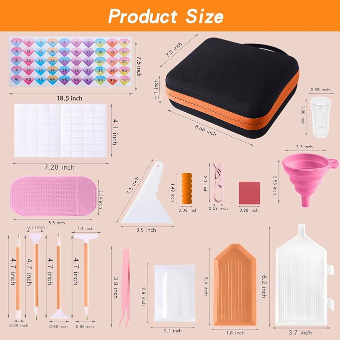 LYMUSUMI 30 Slots Diamond Art Storage Containers Painting Accessories Tools | Portable Bead Storage Boxes for Diamond Painting for Adults（Orange）