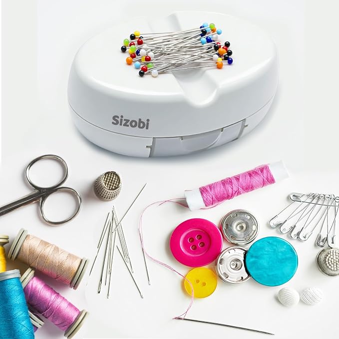 Sizobi Magnetic Pin Cushions for Sewing with 100Pcs Ball Head Straight Pins