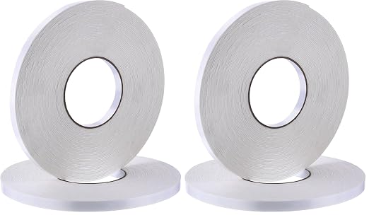 Tatuo 2 Rolls Double Sided Foam Tape for Mounting,1/2 Inch by 50 Feet,White (Pack of 2)