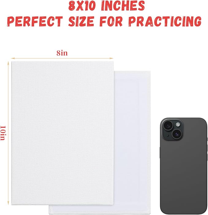 Simetufy 8x10 inch 24 Pcs Canvas Boards for Painting Flat Canvas Panels | 8oz Gesso Primed Acid-Free 100% Cotton for Acrylic, Oil Watercolor Paint