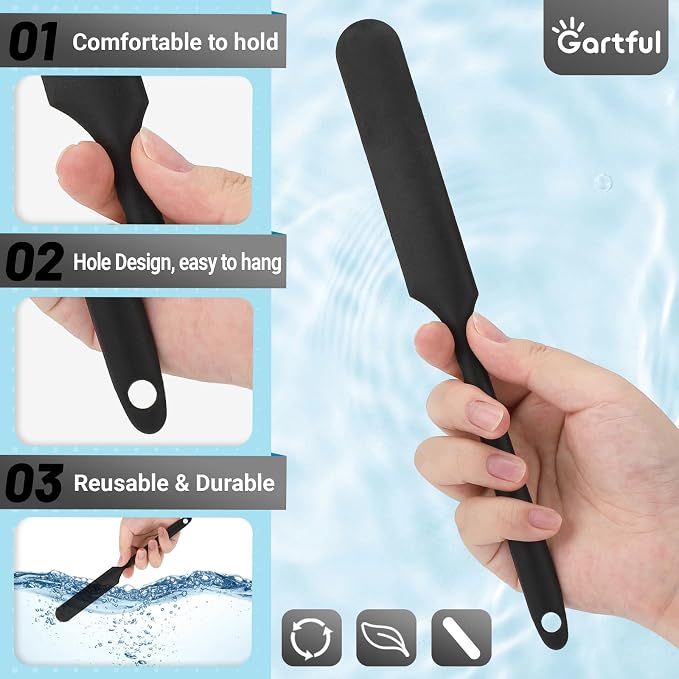 Gartful 6PCS Silicone Spatula Sticks, Non-Stick Epoxy Resin Mixing Sticks Scraper Tools, Reusable Stirring Rods for Resin, Paint, Waxing, Liquid, Arts Crafts Supplies, Facial Mask, Black