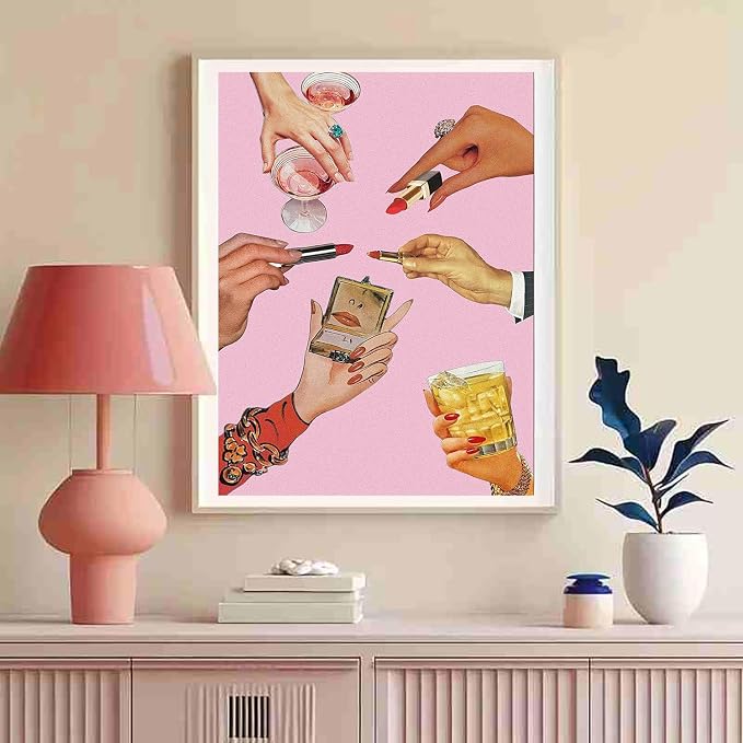 DAZZLEDOTS Pink Diamond Art Kits for Adults, DIY Lipstick Diamond Painting