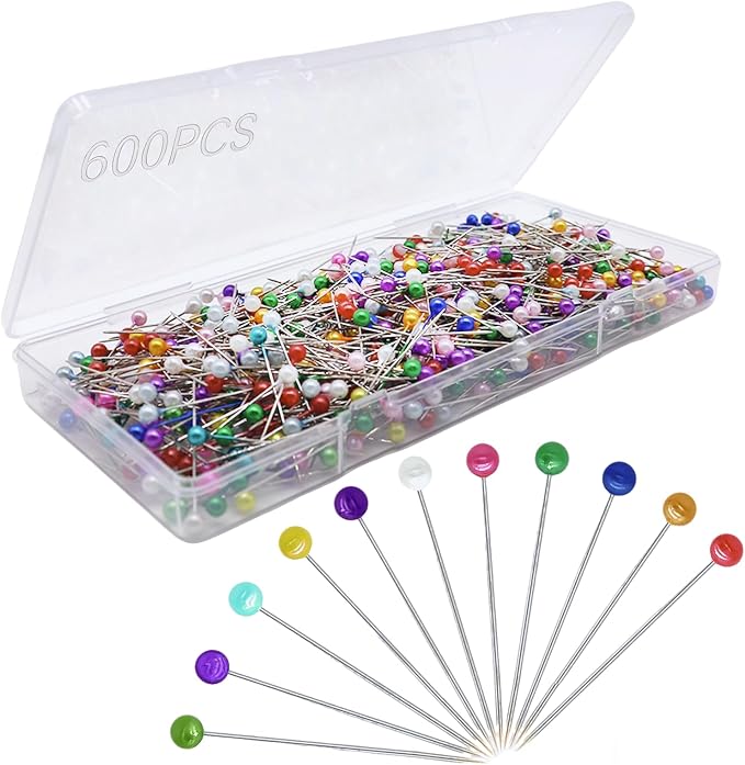 600PCS Sewing Pins, Straight Pin for Fabric, Pearlized Ball Head Quilting Pins Long 1.5inch, Corsage Stick Pin for Jewelry DIY, Craft, Sewing Supplies, Accessories By Sunenlyst