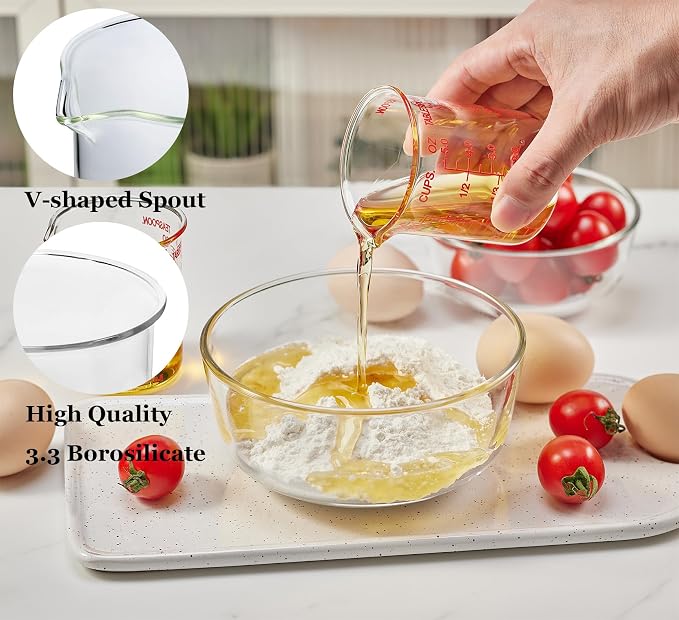 Ackers BORO3.3 Glass Measuring Cup, V-Shaped Spout, 150 mL / 5 oz, Single