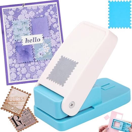 Stamp Punch, Stamp Puncher, Large Rectangular 1.5x1.25 inch Postage Stamps Punch, Stamps Shaped PaperPunch, StampCutter Hole Puncher, Paper Punches for Crafting, Lever Craft Punches for Paper Crafts