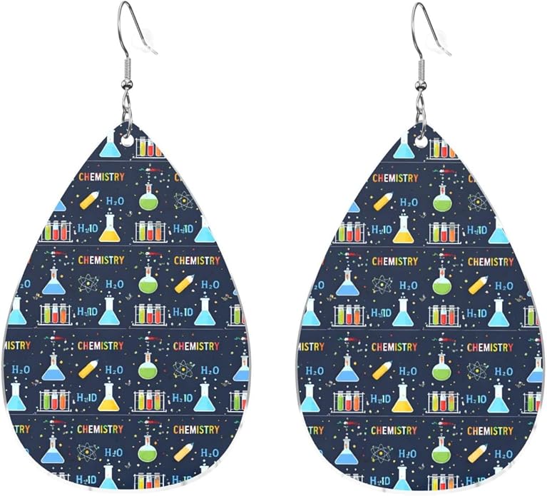 Math Formula Equation Black Drop-Shaped Earrings 2.2 x 1.5 Inches