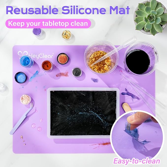 HeyClear 34oz Epoxy Resin Picture Frame Silicone Mold Kit -DIY Photo Gifts | Crystal Clear,Hard Epoxy Resin Supplies, Accessories Silicone Resin Mold Set for Beginners Crafting Art, Flowers, Decorations