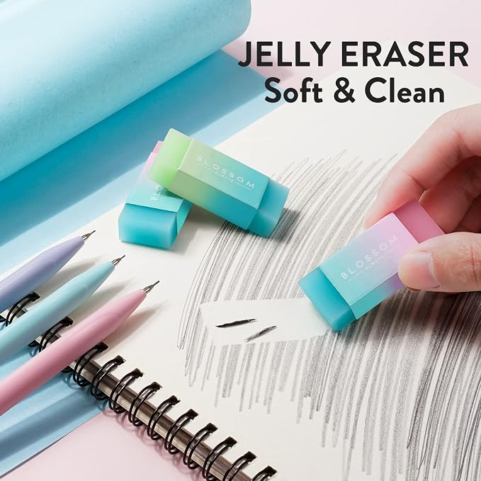Four Candies Cute Mechanical Pencil Set, 6-Pack 0.5/0.7mm | 360 Lead Refills, 3 Erasers, 9 Eraser Refills, Storage Case, Back to School Supplies for Girls, Pastel Aesthetic Stationery