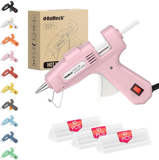 ROMECH 20W Mini Hot Glue Gun Kit, 30 Glue Sticks Set for DIY Crafts, Repair