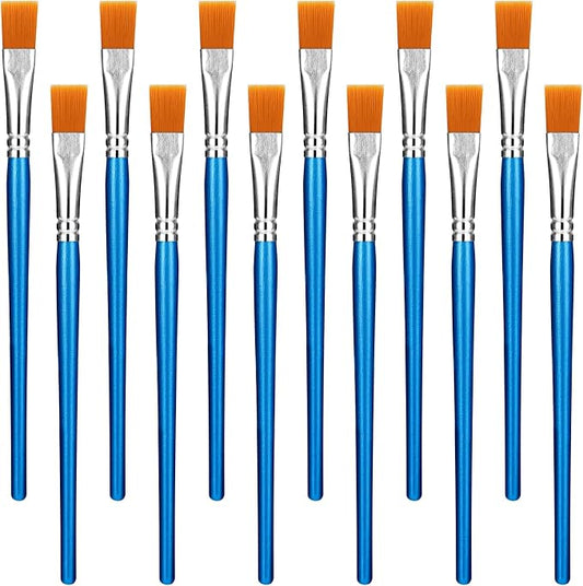12 Pcs Flat Paint Brushes, 1/2 Inch Small Artist Paint Brushes Bulk