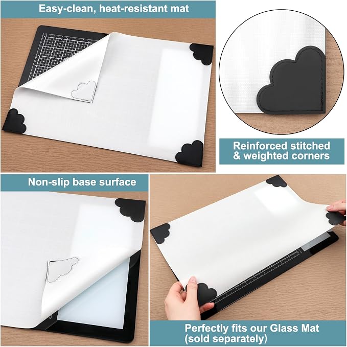 BAOFALI 2Pcs/Set Non-Stick Craft Mat; Heat Resistant Media Surface Mat with Weighted Reinforced Corners for All Stamping, Ink Blending, Stenciling Scrapbooking Craft Projects (15.75x10.24inch)