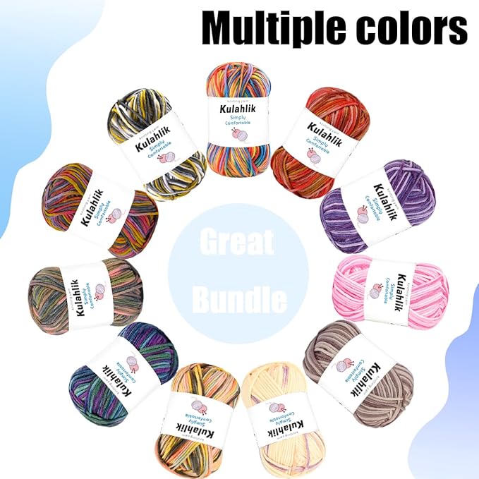 50g(1x50g) Acrylic Yarn for Crocheting and Knitting, Colorful Gradient Yarn Thread, 1 Rolls Skeins, Multicolor Hilo Acrílico, Perfect for DIY Crafts Project