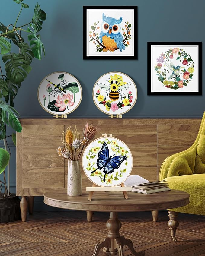 TINDTOP 5 Sets Embroidery Kit for Beginners Adult, Embroidery Kit for Beginners Include Embroidery Cloth Hoops Threads for Craft Lover Hand Stitch with Embroidery Skill Techniques | Include Embroidery Cloth Hoops Threads for Craft Lover Hand Stitch wit...