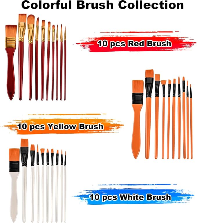 Goldge 140-Piece All-in-One Painting Kit with Tabletop Wood Easel Box | 72-Color Acrylic Watercolor Oil Paint Set, Canvases, 41 Paintbrushes & Art Supplies for Adults, Artists & Beginners