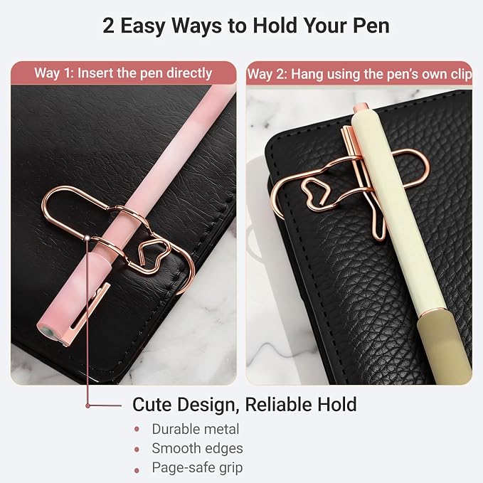 Metal Heart Pen Holder Paper Clip, 18 Pack Notebook & Journal Accessories