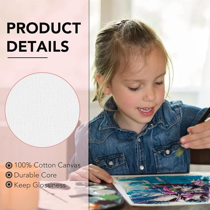 ESRICH Canvas Boards for Painting-21 Pack Blank Flat Canvas Boards-4x4, 5x7, 8x10, 9x12, 11x14, Round Canvas D8, D10, Cotton Primed Canvas Panels, Painting Canvas for Oil, Acrylic, Watercolor.
