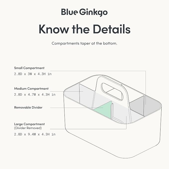 BLUE GINKGO Stackable Organizer Caddy, Rectangle, Blue, Made in Korea