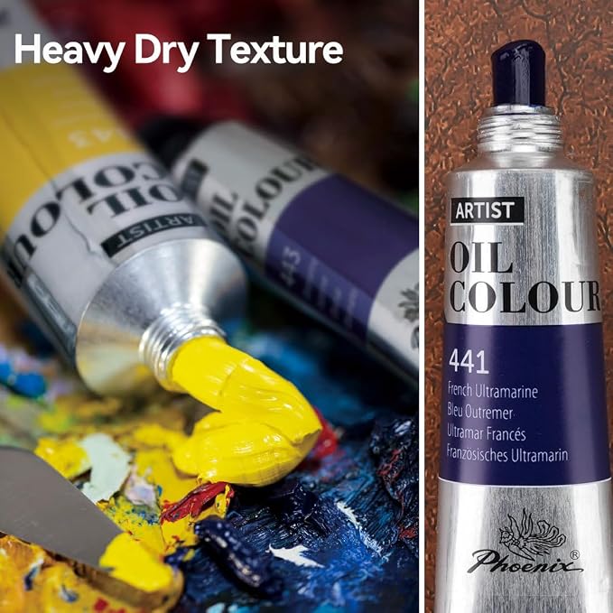 PHOENIX Professional Oil Paint Set - 12 Creative Colors x 1.35 oz / 40ml Tubes – Specialized Palette with Skin Tones for Portraits, Mixed Media & Expressive Art
