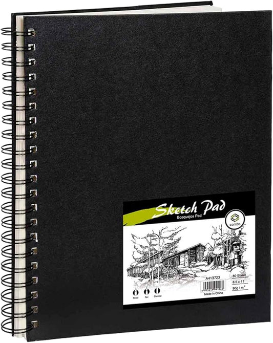 Conda 8.5"x11" Hardbound Sketch Book, 80-Sheets 90gsm Double-Sided Hardcover Sketchbook, Spiral Sketch Pad, Durable Acid Free Drawing Art Paper for Adults