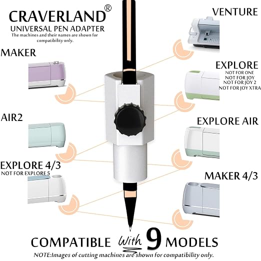 Universal Pen Adapter Set,Compatible with Maker 4 3/Maker,Explore Air 2/Air,Explore 4 3/Explore/Venture,Work with Sharpie,BIC,Crayola,Sakura and More Pens Less Than 0.5"(Not for Explore 5)