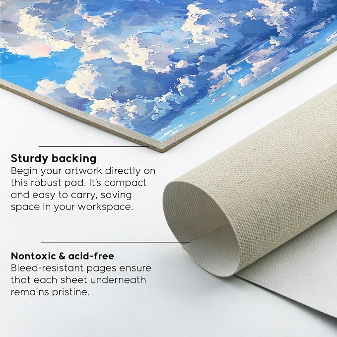 AETEXA Canvas Paper Pad, 9”x12” Canvas Pad, 10 Sheets, 12.3 oz Gesso, Glue Bound, Art Supplies for Adults and Teens, for Acrylic Pouring and Oil Painting.