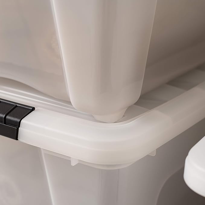IRIS USA 4-Pack 32 Quart Storage Bins with Lids, Pearl