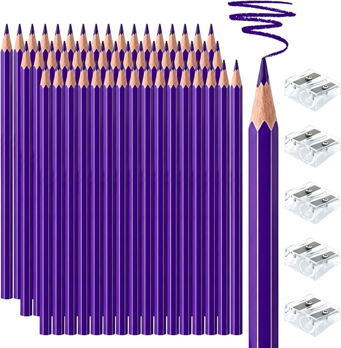 50 PCS Purple Colored Pencils, Pre-sharpened Professional Wooden Art Pencils Set for Artists Painting | Premium Drawing Sketching Supplies