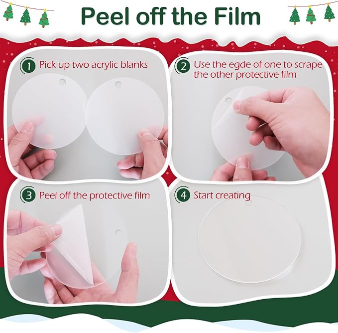 30 Pieces Clear Round Acrylic Keychain Blanks for Vinyl, 2.5 Inch Clear Round Acrylic Ornament Blanks with Hole, Perfect for Making Ornaments, Keychains, DIY Craft Project