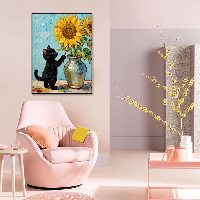 Black Cat Diamond Art Kits for Adults Cute Diamond Painting Kit Beginner