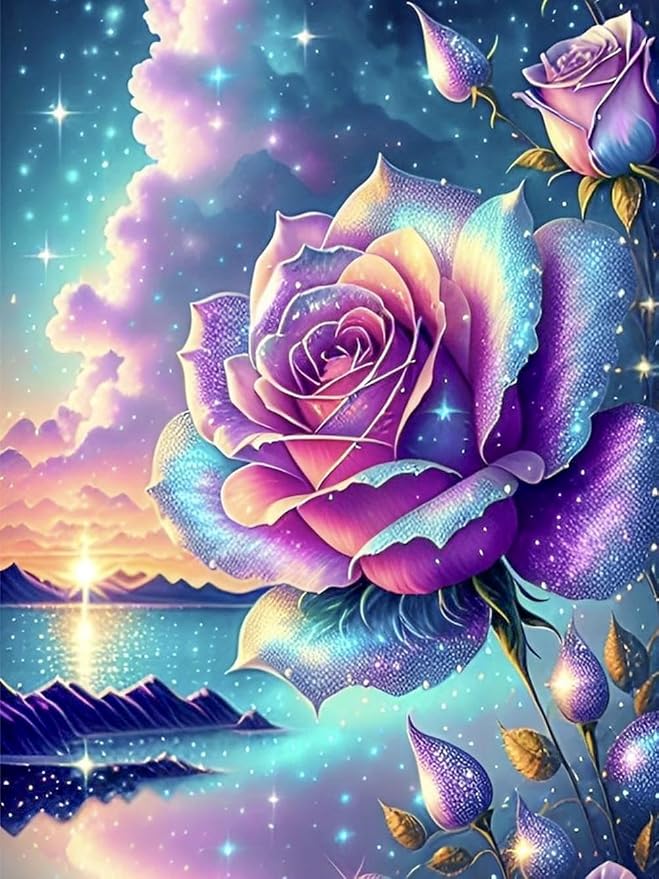 ijbnhd Diamond Art Kits for Adults, 5D Rose, Sunset, 12X16in