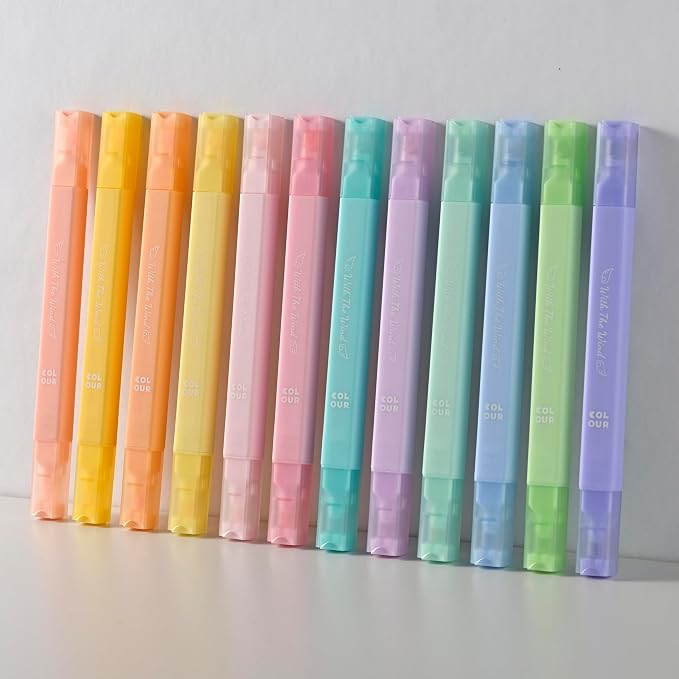 konket 12Pcs Aesthetic Bible Pastel Highlighters and Pens no bleed Cute Highlighters Double Ended Highlighter for and Office Journal
