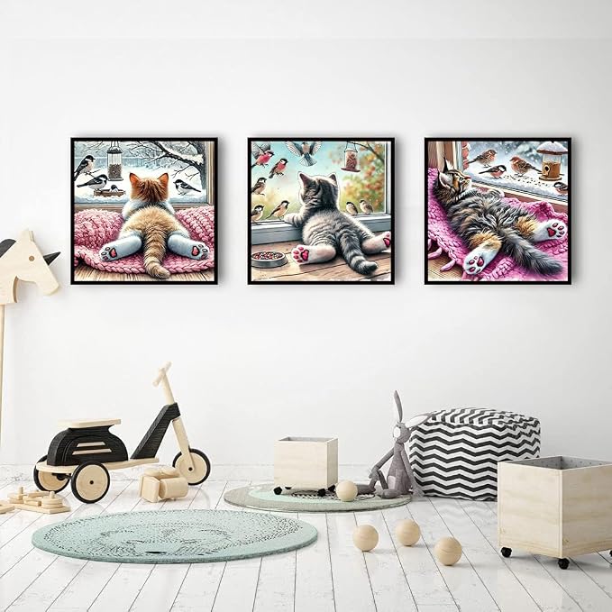 croshom Diamond Art Kits for Adults, 3 Packs Cat Diamond Art Painting Kits