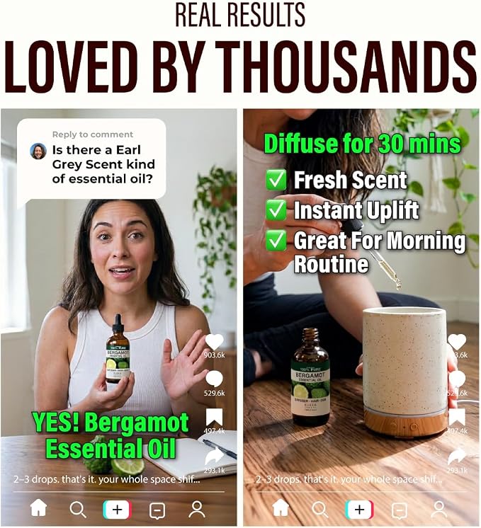 Kukka 100% Pure Bergamot Essential Oil for Skin, Diffuser, 4 Fl Oz | Italian Undiluted Citrus Oil for Diffuser, Aromatherapy, Scalp & Massage Blends, with Dropper