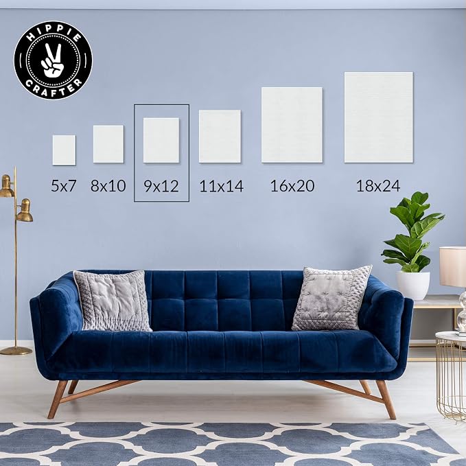 HIPPIE CRAFTER 10 Pack Stretched Canvases for Painting, 9x12 Blank Rectangle Canvas Boards, Ideal with Acrylic, Oil & Mixed Media Art, Small Art Canvases, Perfect Supplies for Bulk Projects