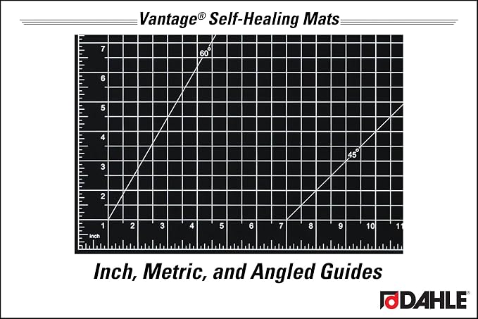 Dahle Vantage 10792 Double-Sided Premium Self-Healing Cutting Mat, 18"x24", 1/2" Grid, 5 Layers for Max Healing, Perfect for Crafts & Sewing, Black