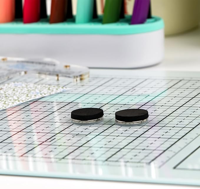 BAOFALI Magnetic Glass Craft Mat; 15.75"x10.24"Heat Resistant Glass Media Cutting Mat W/MagnetsGridlines and Measurements; for Cutting, Stamping, Mixed Media, Heat Embossing and Hot Glue Projects