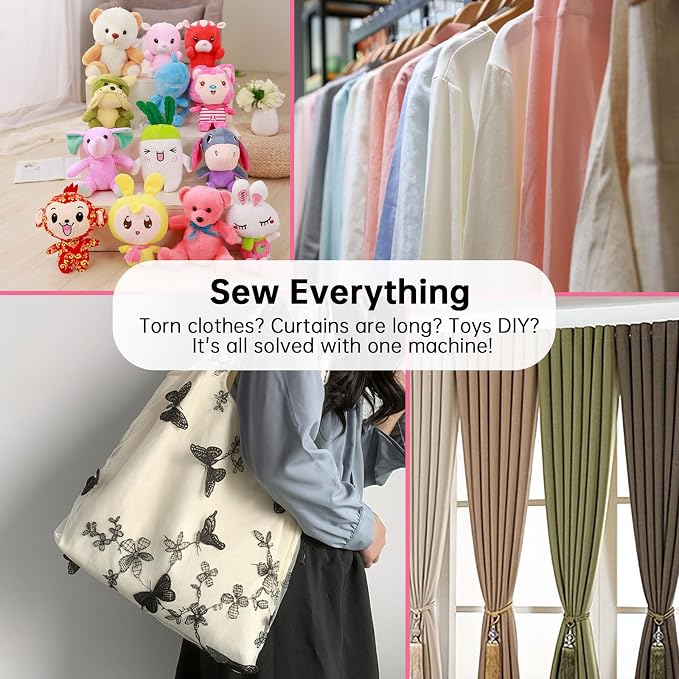 Portable Handheld Sewing Machine, Compact Mini Stitcher with 20 Thread Spools, Needles & Accessories, Easy Sewing Kit for Fabric Repair, DIY Clothes, Home Craft & Travel for Beginners and Adults