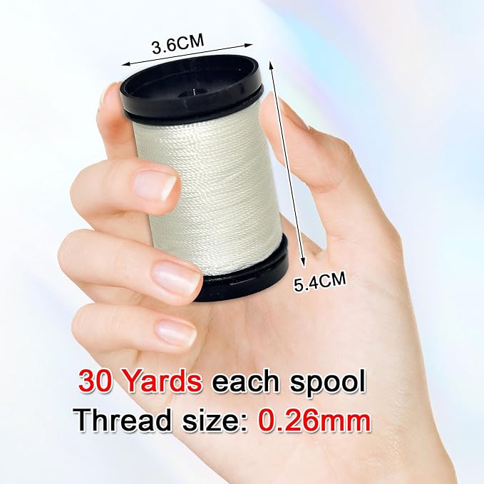 30 Yards Heavy Duty Extra Strong Upholstery Nylon Sewing Thread for Machine, Home, Hand, Craft, and Denim Leather，Color：White