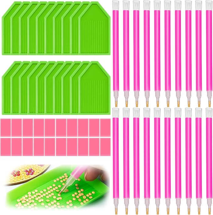 90PCS Diamond Art Painting Kits Tools 5D with 10 Drill Pen Grip Tray