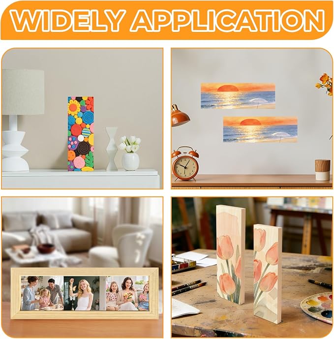 FSWCCK 5 Pack 4 x 12 inch Wood Panel Boards, Unfinished Wood Canvas Panels for Crafts, Painting Canvas, DIY Art Projects, Pouring, Arts Use with Oils, Acrylics
