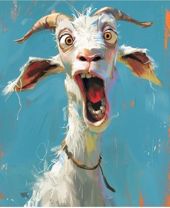 FunLynJoy Paint by Numbers for Adults Beginner, Funny Animals Paint by Numbers Funny Pet 16 x 20 Inch (Goat)